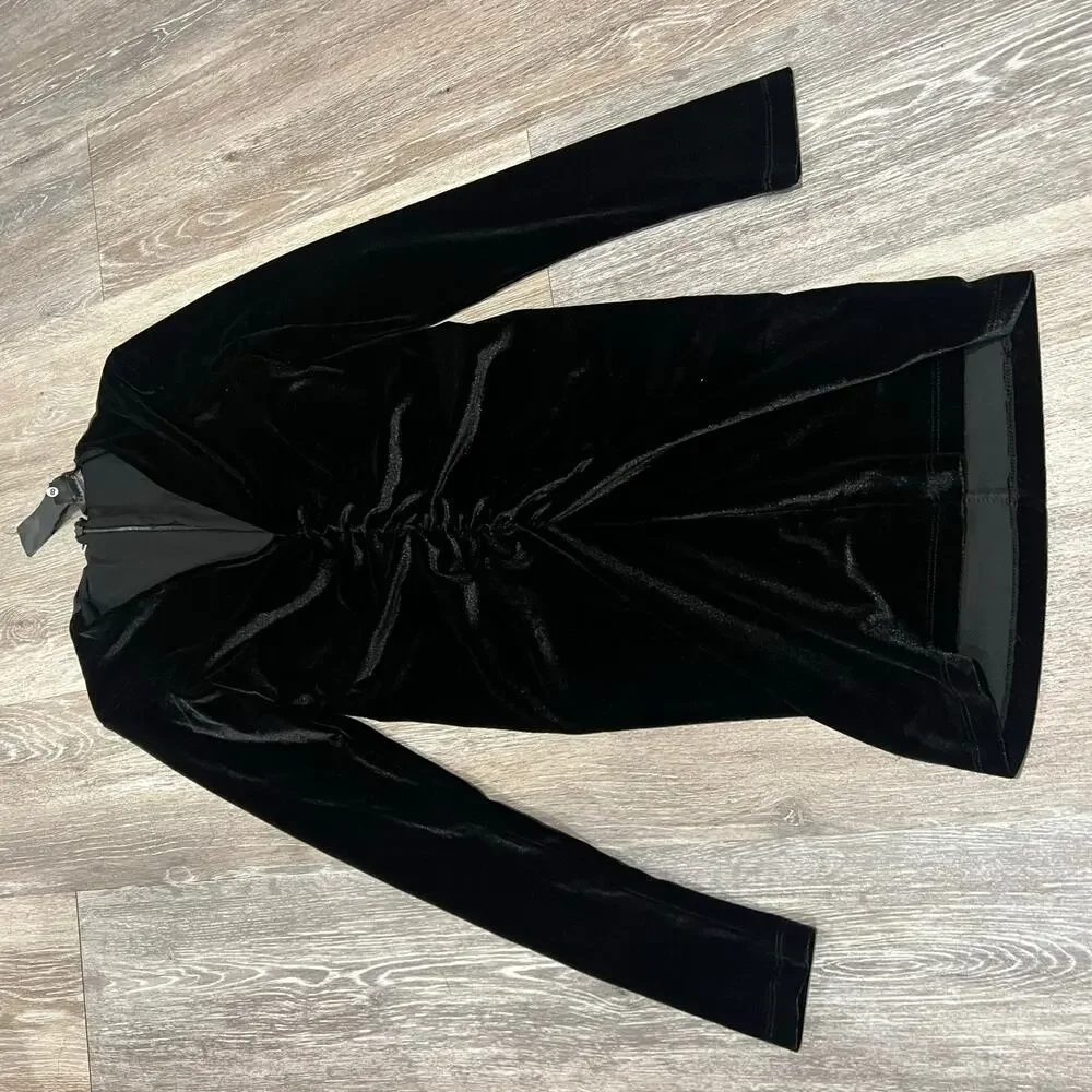 All Saints Mini Velvet Long Sleeve Deep V Dress Size XS - Picture 5 of 7